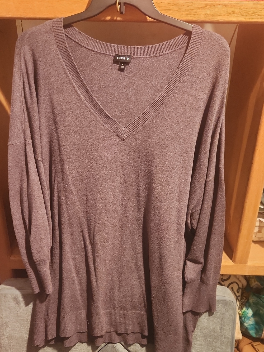 torrid V-Neck Light And Flowy Sweater in Grey